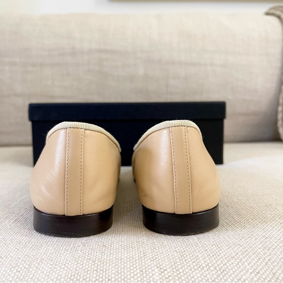 Authentic CHANEL Classic CC Logo Ballet Flats Ballerinas Beige and Black - Picture 9 of 10